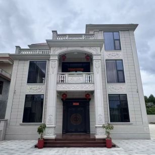 内蒙古 芝麻白石材别墅干挂案例展示