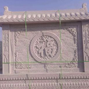 内蒙古 芝麻白花岗岩屏风，照壁，影壁