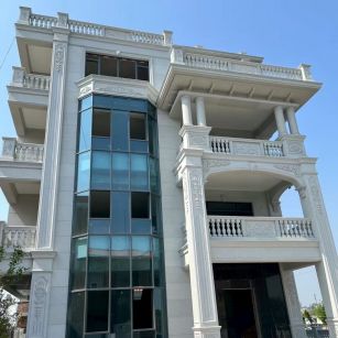 内蒙古 芝麻白花岗岩别墅外墙干挂效果展示