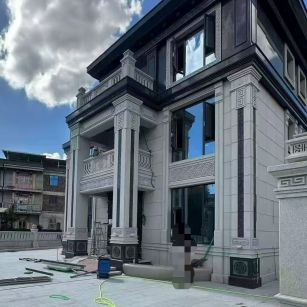 内蒙古 别墅干挂，芝麻白与芝麻黑完美配合