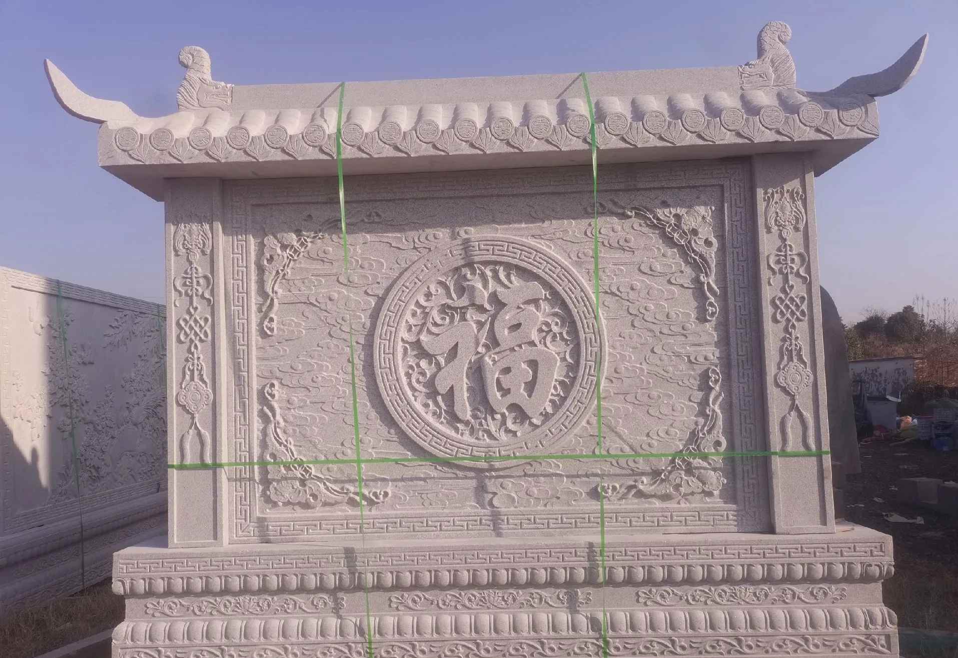 内蒙古 芝麻白花岗岩屏风，照壁，影壁